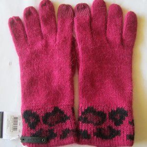 Coach Cranberry Pink Chepoard Ocelot Touch Gloves Women, NEW